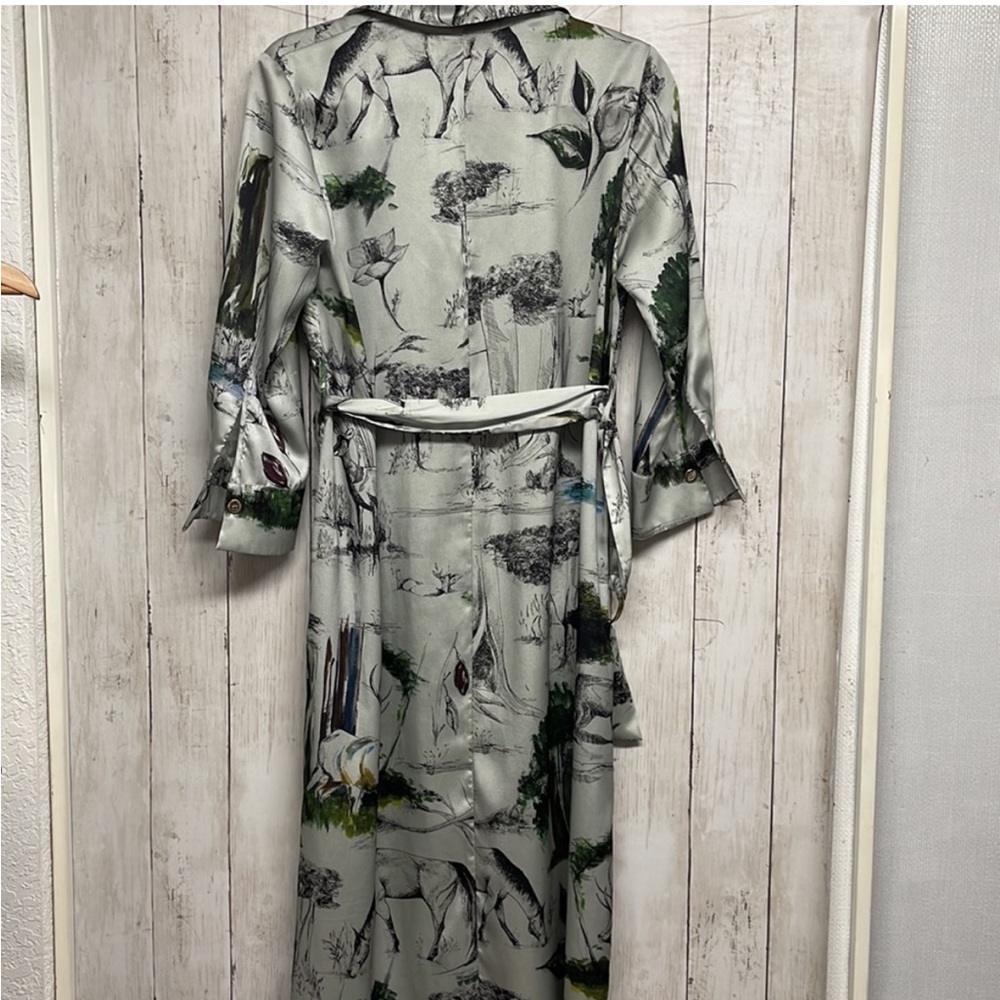 Zara Vintage Woodland Creature Satin Shirt Dress - Picture 10 of 11